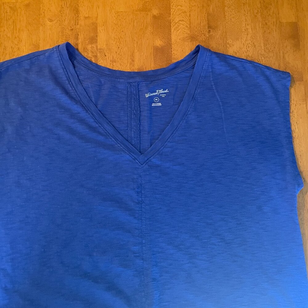Size XXL cobalt blue Universal Thread short sleeve, midi T-shirt dress - Picture 3 of 11